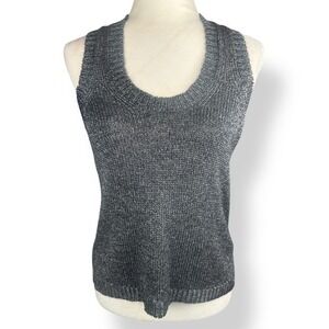 Brochu Walker Sleeveless Sweater Womens Size XS Linen Blend Tank Top Gray Luxury